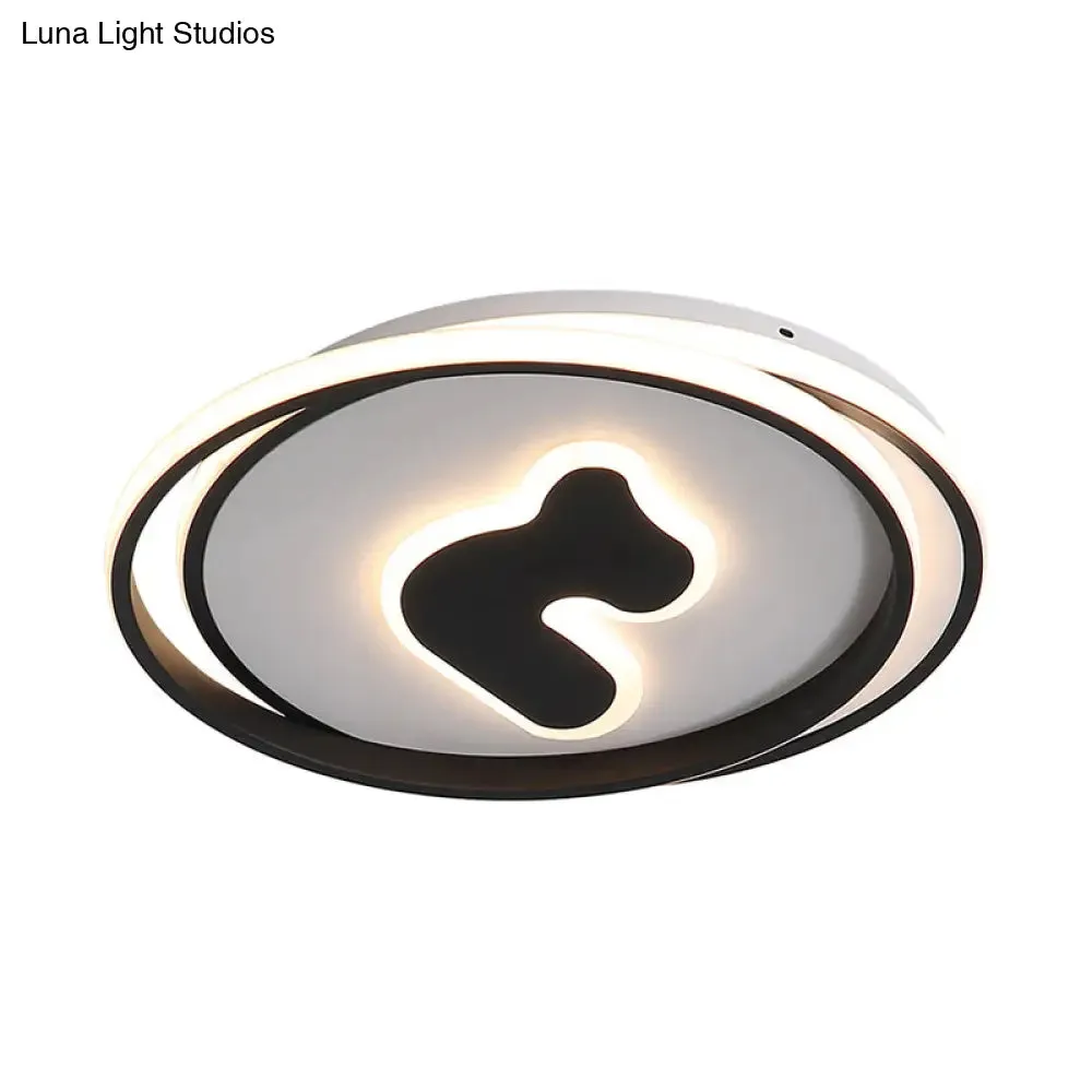 Modern Black LED Flush Mount Ceiling Light Fixture - 16.5"/20.5" Wide Circle Acrylic, White/Yellow Light, Remote Control Dimming