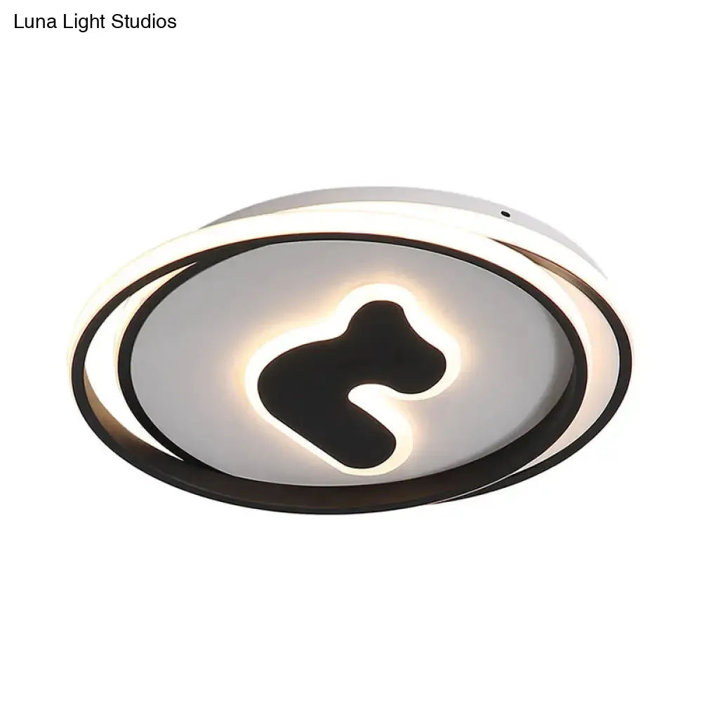 Modern Black LED Flush Mount Ceiling Light Fixture - 16.5"/20.5" Wide Circle Acrylic, White/Yellow Light, Remote Control Dimming