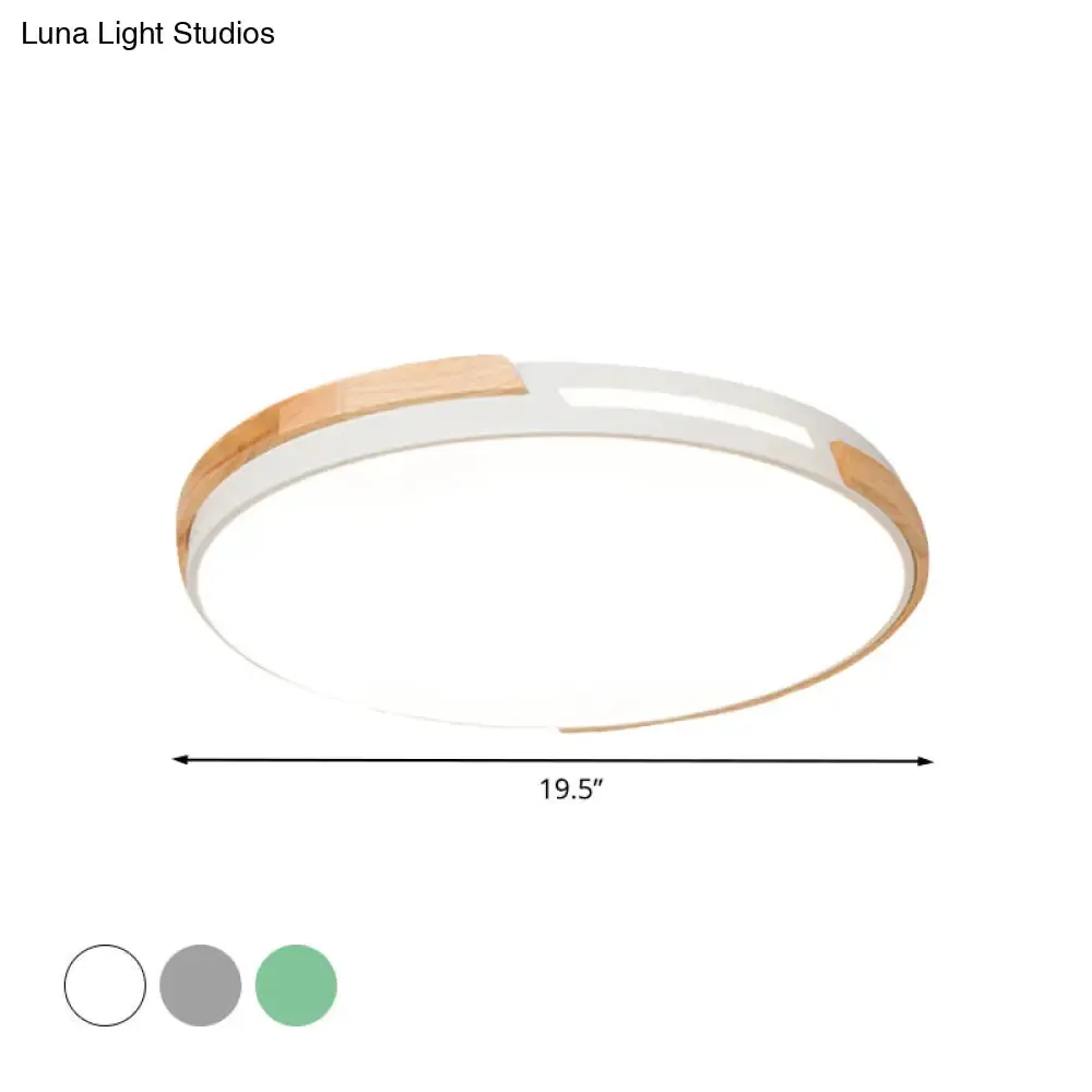 Modern LED Circle Flush Ceiling Light with Macaron Style Acrylic in Green/Grey/White - Ideal for Dining Room Corridor