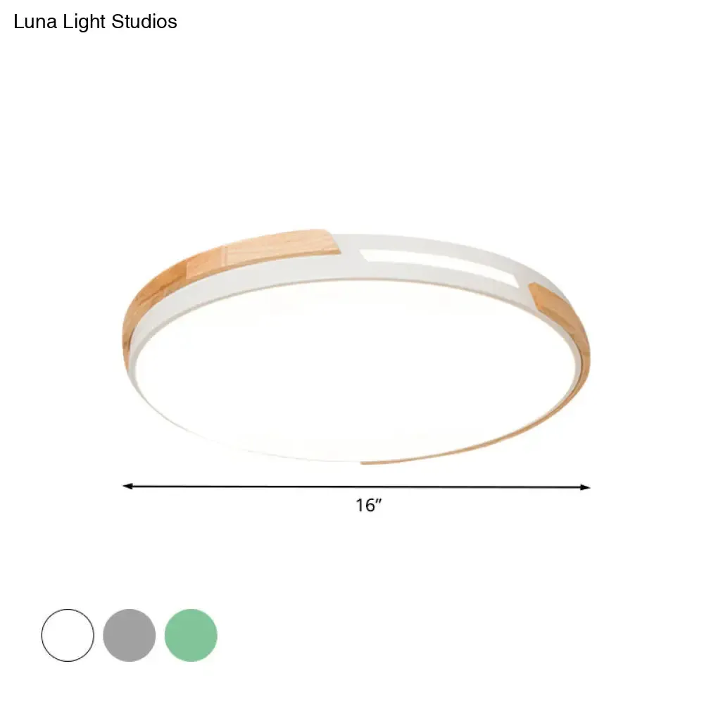Modern LED Circle Flush Ceiling Light with Macaron Style Acrylic in Green/Grey/White - Ideal for Dining Room Corridor
