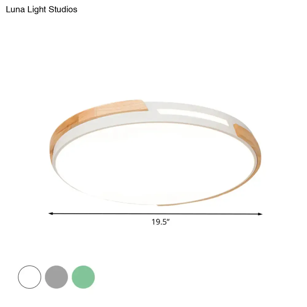 Modern LED Circle Flush Ceiling Light with Macaron Style Acrylic in Green/Grey/White - Ideal for Dining Room Corridor