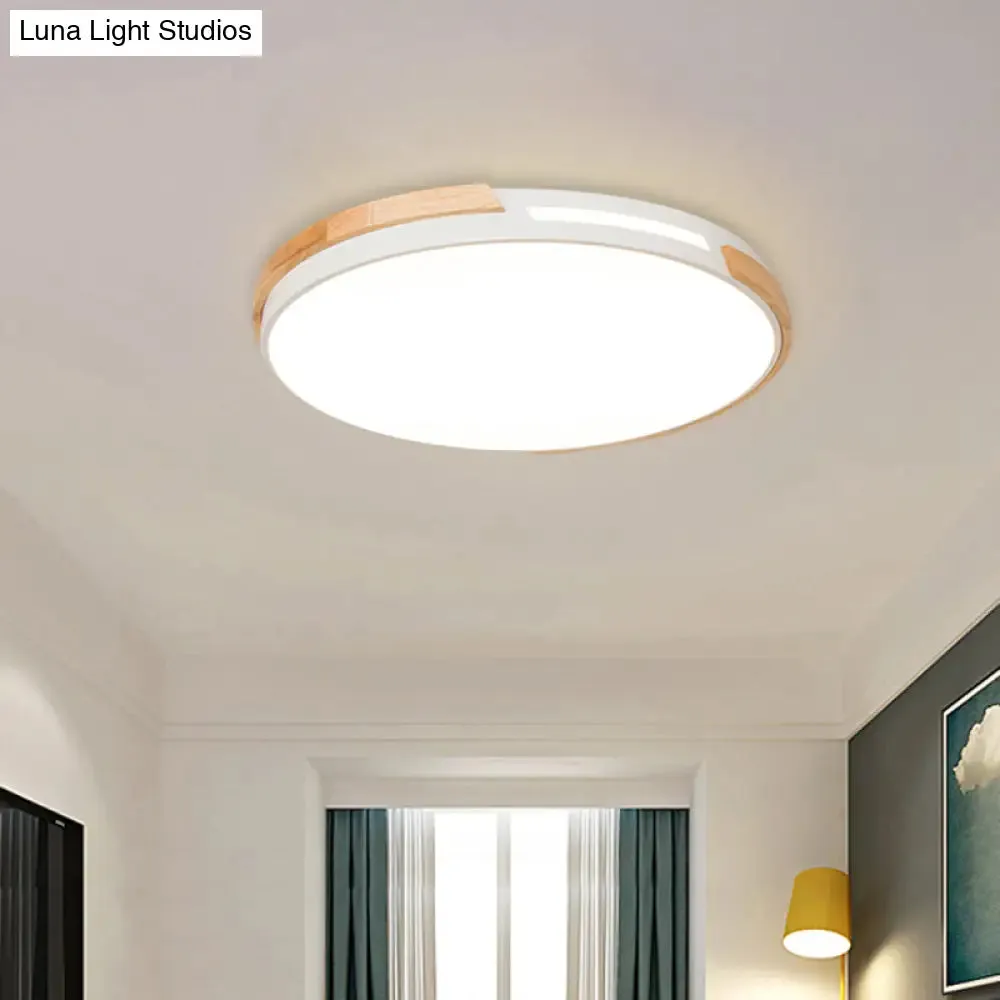 Modern LED Circle Flush Ceiling Light with Macaron Style Acrylic in Green/Grey/White - Ideal for Dining Room Corridor
