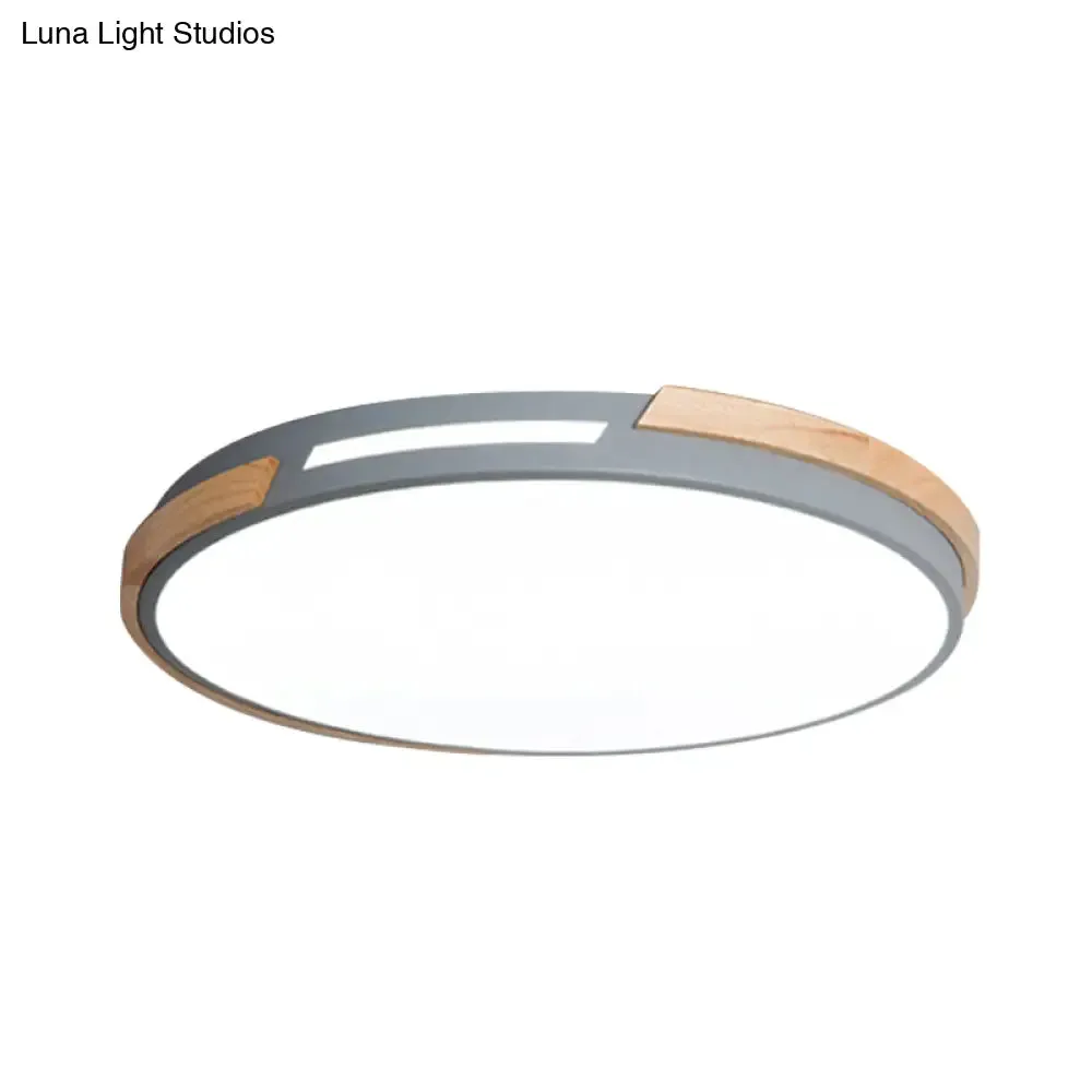 Modern LED Circle Flush Ceiling Light with Macaron Style Acrylic in Green/Grey/White - Ideal for Dining Room Corridor