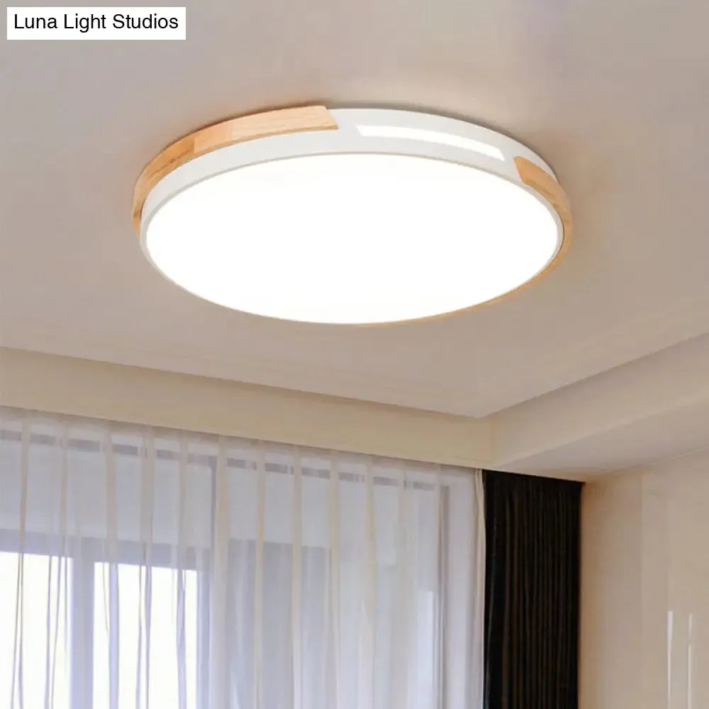 Modern LED Circle Flush Ceiling Light with Macaron Style Acrylic in Green/Grey/White - Ideal for Dining Room Corridor