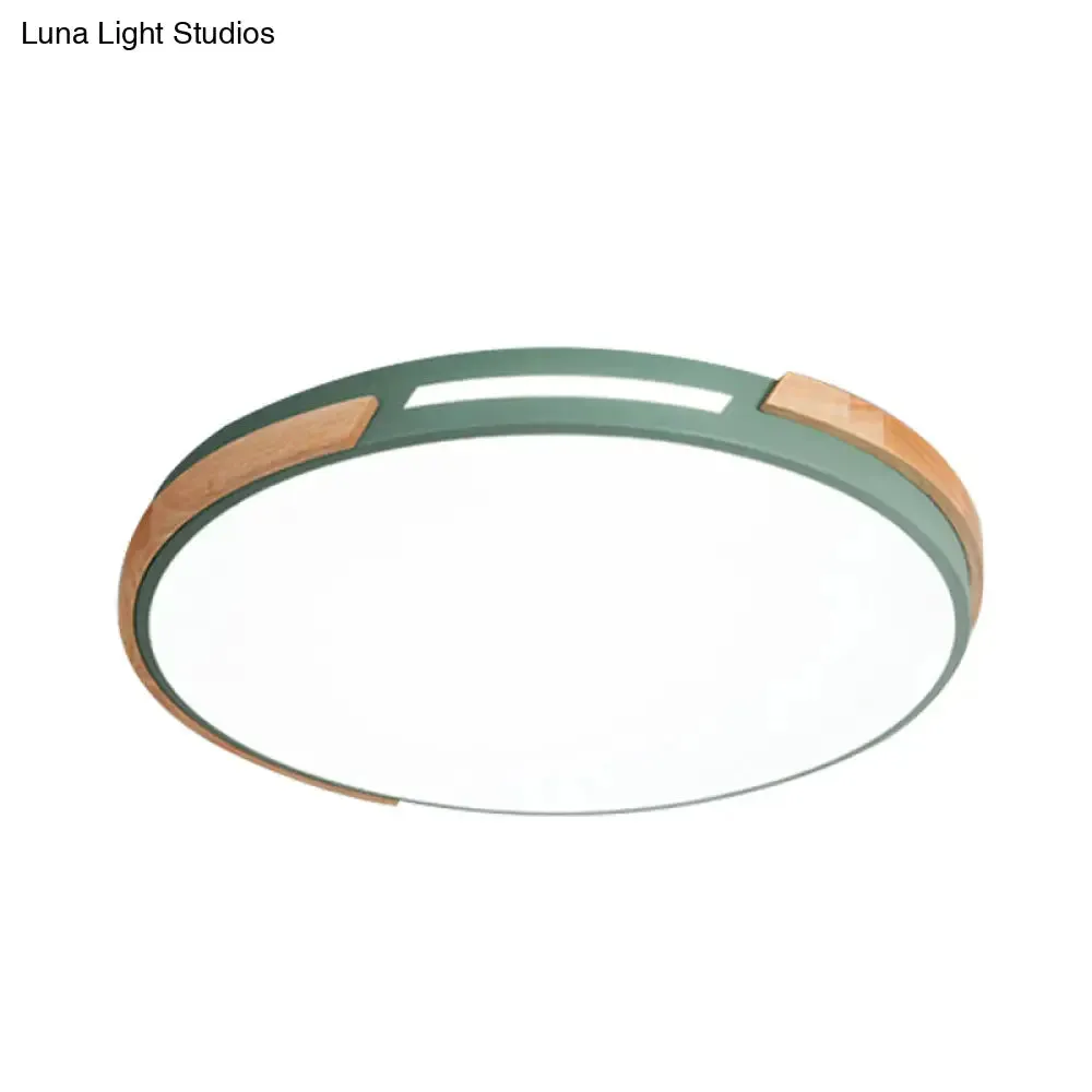 Modern LED Circle Flush Ceiling Light with Macaron Style Acrylic in Green/Grey/White - Ideal for Dining Room Corridor