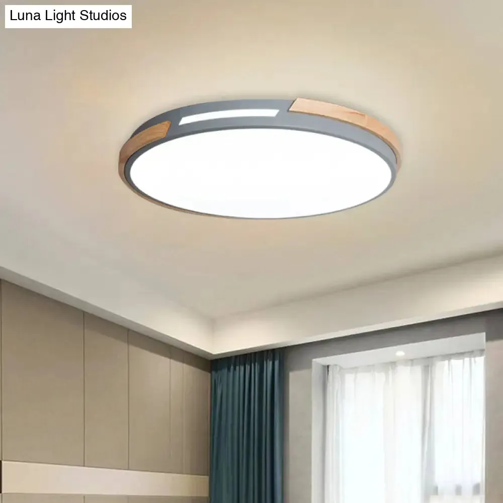 Modern LED Circle Flush Ceiling Light with Macaron Style Acrylic in Green/Grey/White - Ideal for Dining Room Corridor