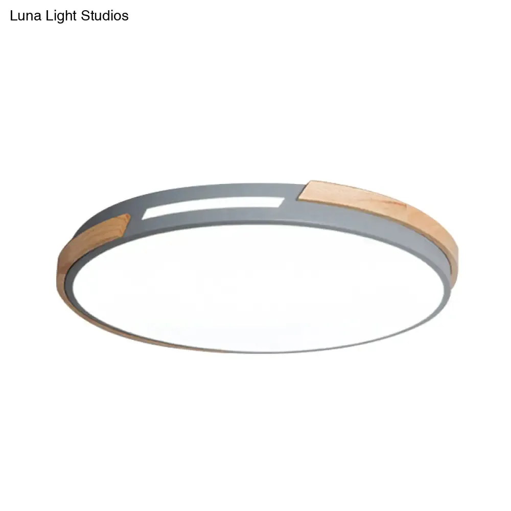 Modern LED Circle Flush Ceiling Light with Macaron Style Acrylic in Green/Grey/White - Ideal for Dining Room Corridor