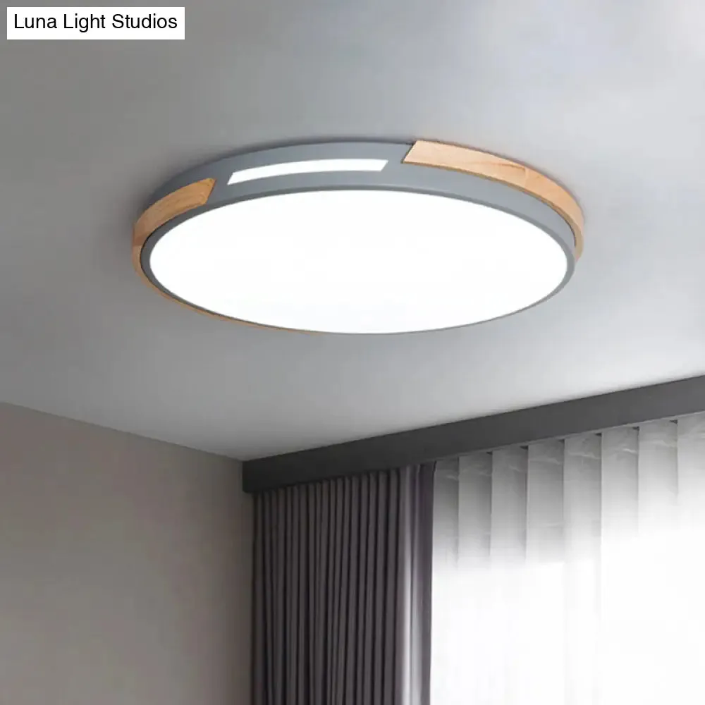 Modern LED Circle Flush Ceiling Light with Macaron Style Acrylic in Green/Grey/White - Ideal for Dining Room Corridor