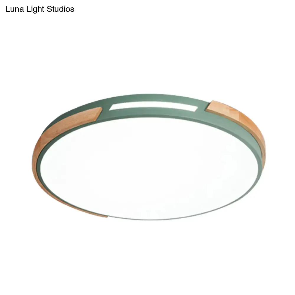 Modern LED Circle Flush Ceiling Light with Macaron Style Acrylic in Green/Grey/White - Ideal for Dining Room Corridor