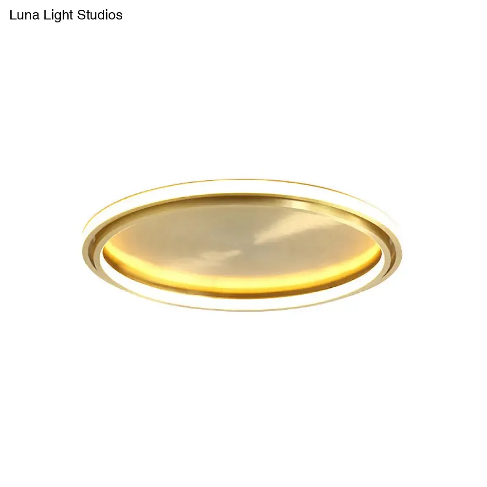 Modern LED Circle Flush Mount Ceiling Light in Gold - 16"/19.5" Wide for Bedroom