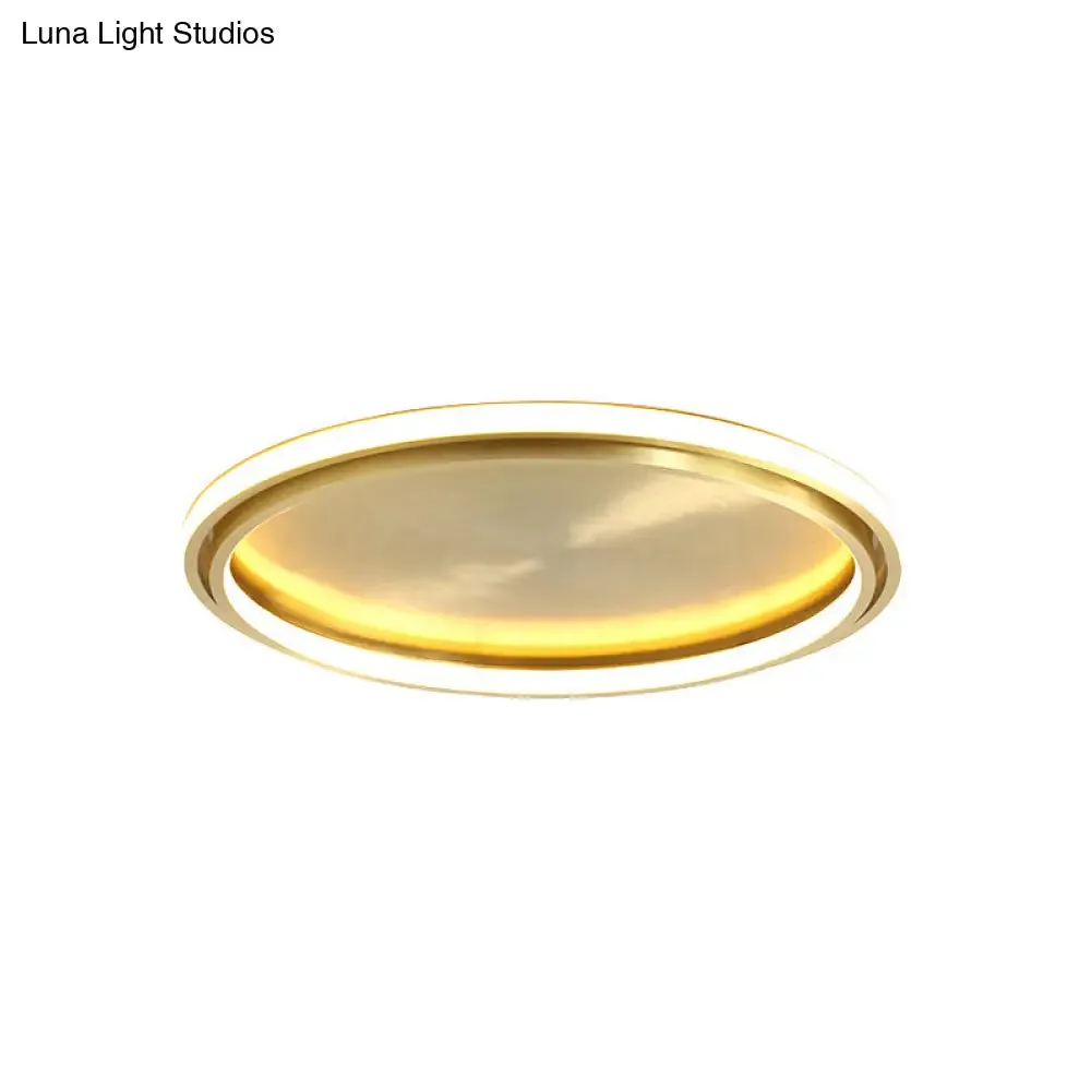 Modern LED Circle Flush Mount Ceiling Light in Gold - 16"/19.5" Wide for Bedroom