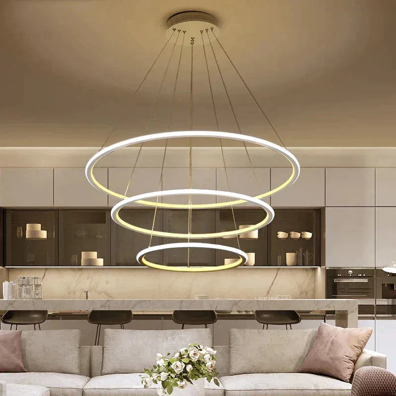Modern LED Living Dining Room Pendant Lights Suspension Luminaire Suspendu Led Ring Lighting Lamp Fixture De Techo Colgante