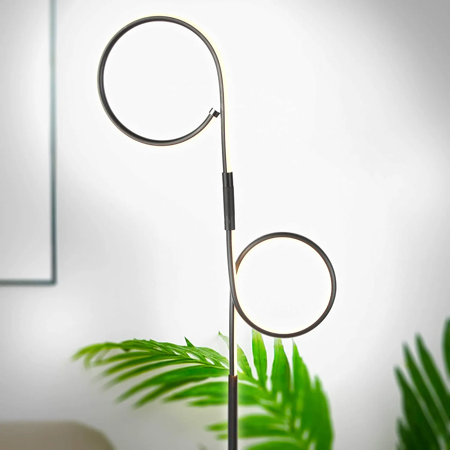 Modern LED Two Ring Floor Lamp, for Offices  - Tall, Dimmable Light