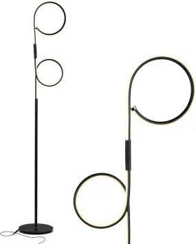 Modern LED Two Ring Floor Lamp, for Offices  - Tall, Dimmable Light