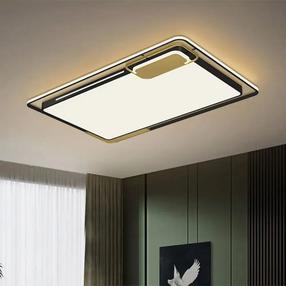 Modern Metal LED Ceiling Light in Black/Gold with White/Warm Glow for Living Room