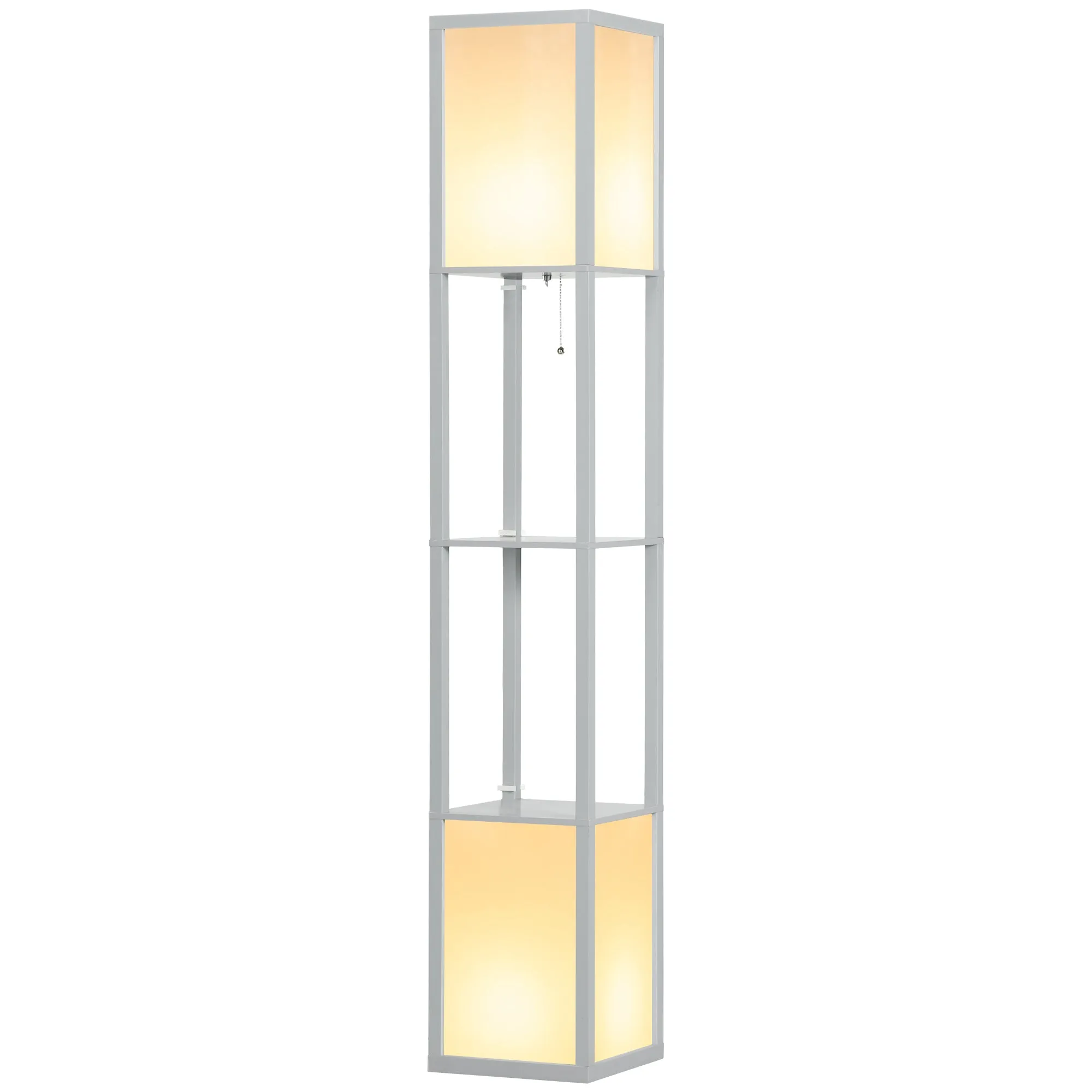 Modern Shelf Floor Lamp with Dual Ambient Light, Standing Lamp Living Room, Bedroom, 156cm, Grey