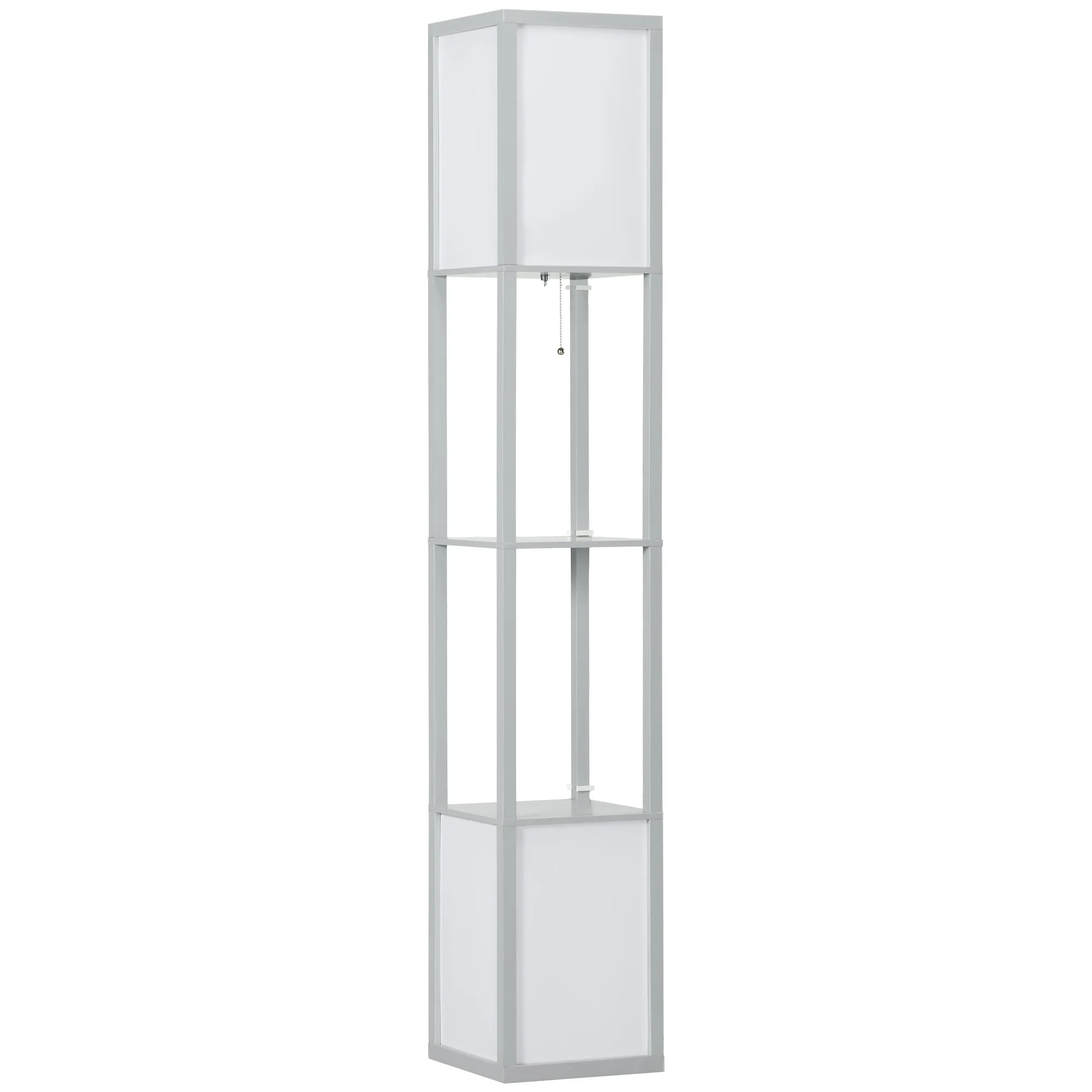 Modern Shelf Floor Lamp with Dual Ambient Light, Standing Lamp Living Room, Bedroom, 156cm, Grey