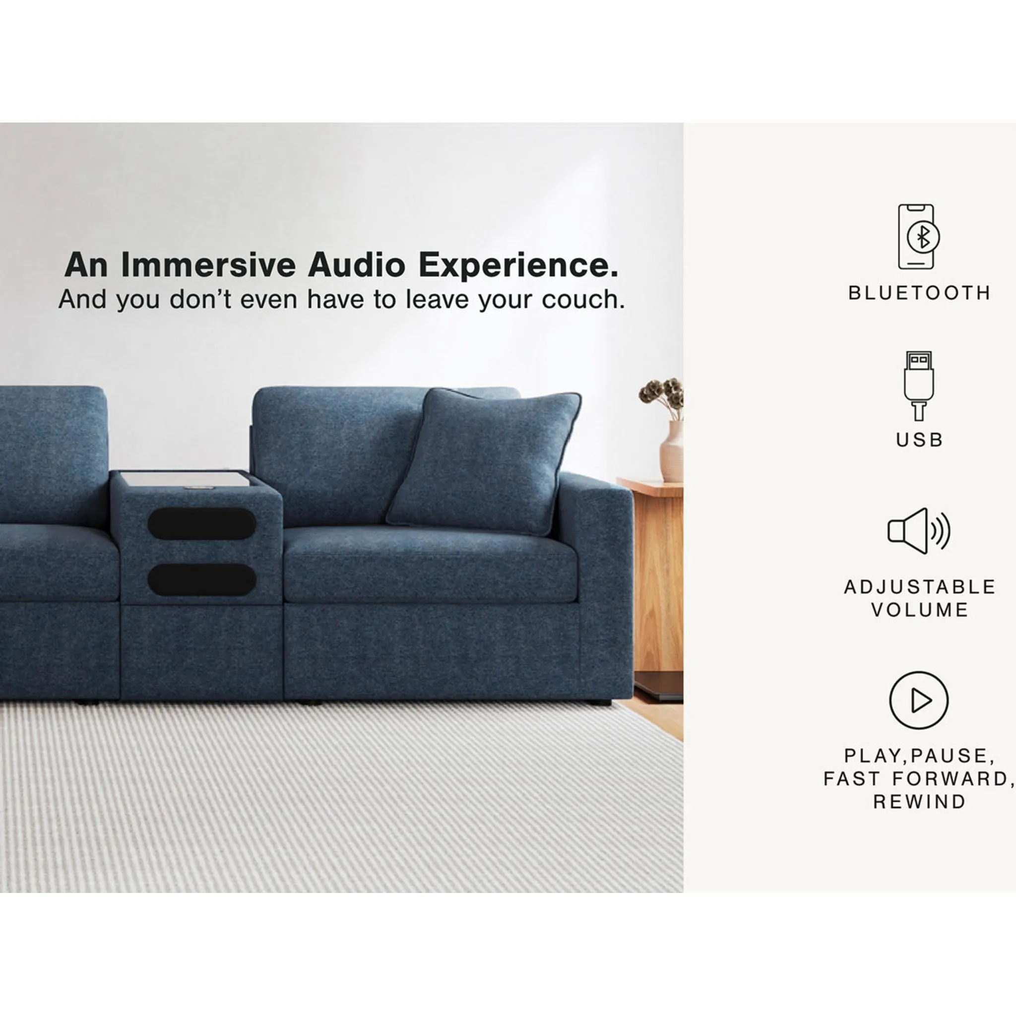 Modmax 3 Piece Modular Sectional with Audio Console