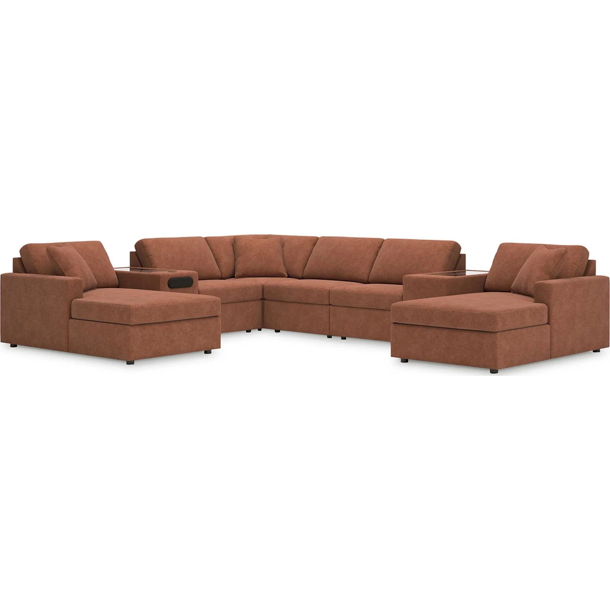 Modmax 8 Piece Modular Double Chaise Sectional with Audio and Storage Consoles