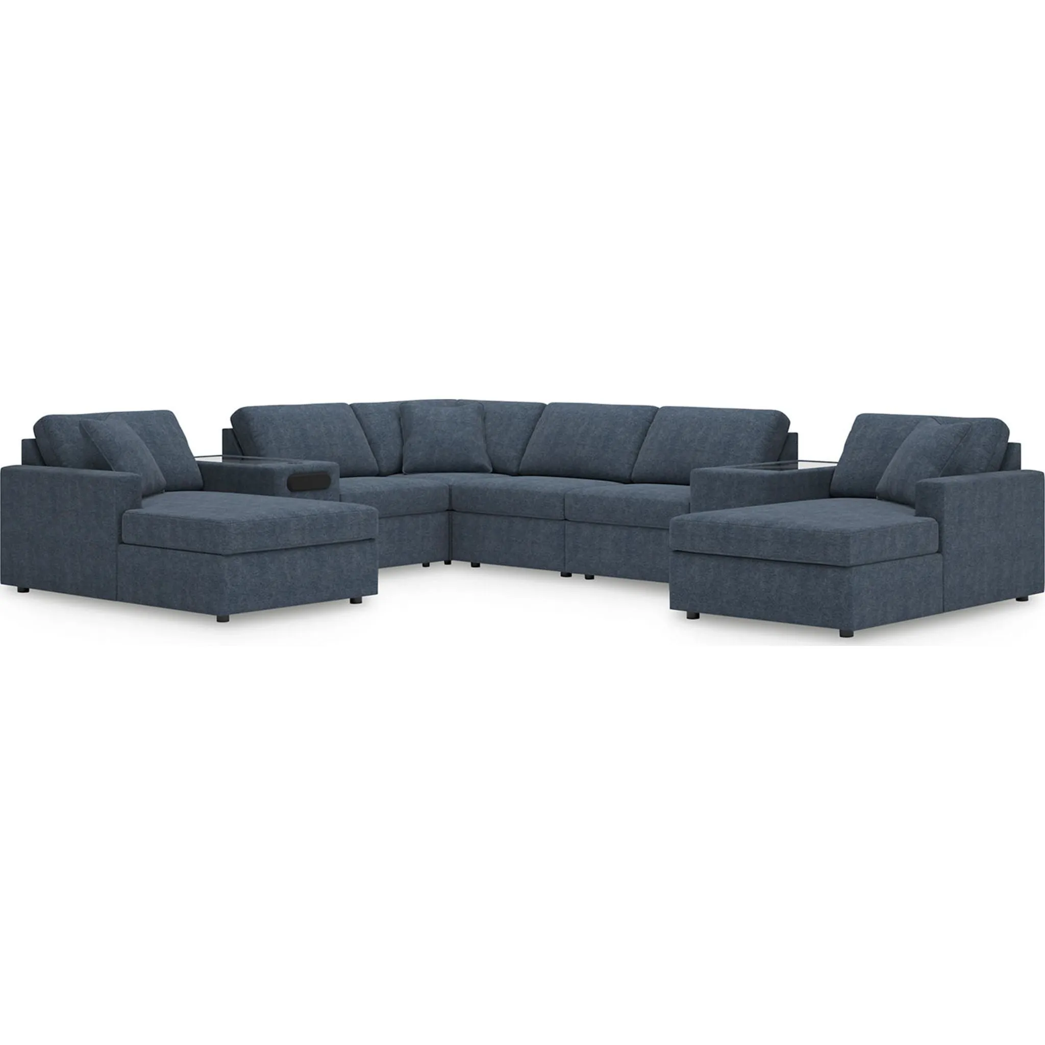 Modmax 8 Piece Modular Double Chaise Sectional with Audio and Storage Consoles