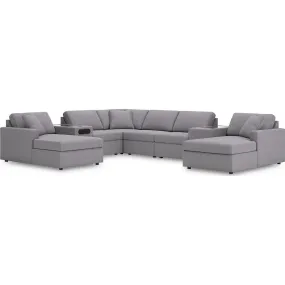 Modmax 8 Piece Modular Double Chaise Sectional with Audio and Storage Consoles