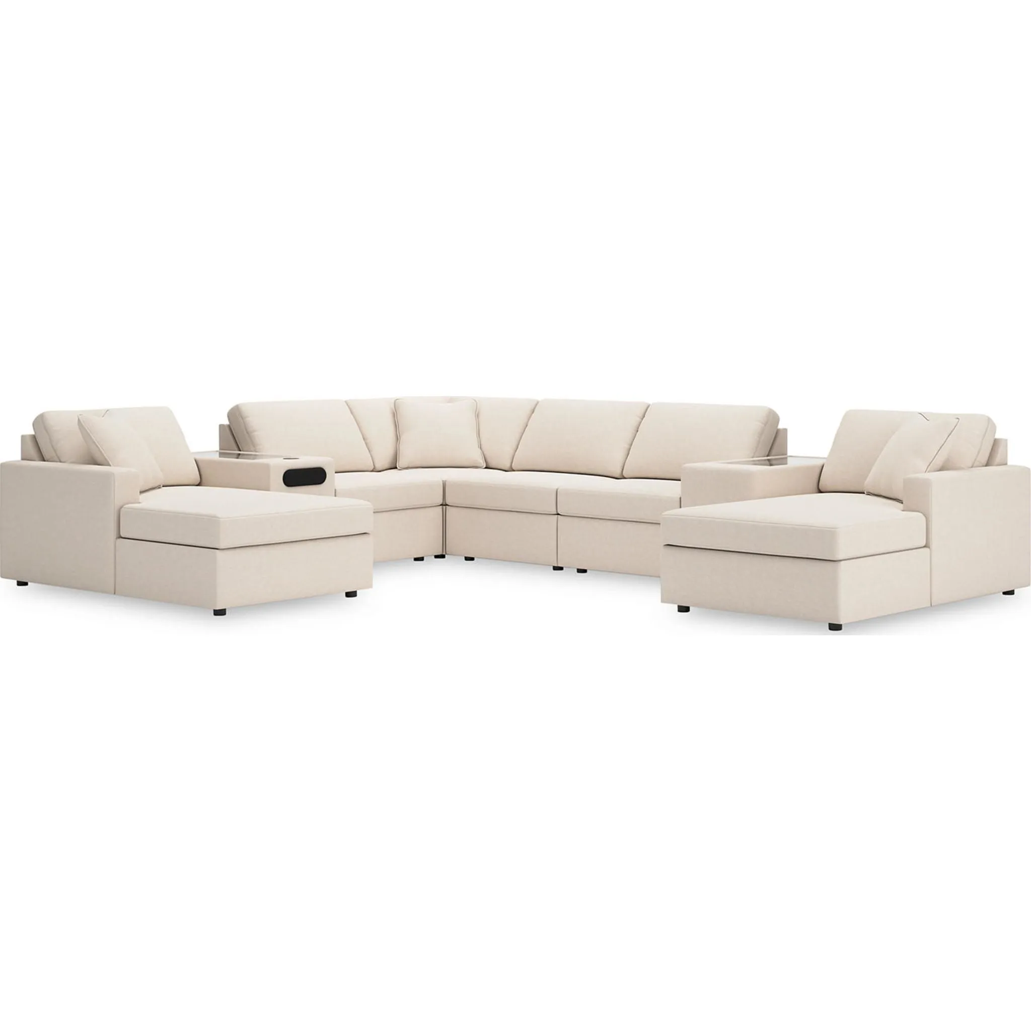 Modmax 8 Piece Modular Double Chaise Sectional with Audio and Storage Consoles