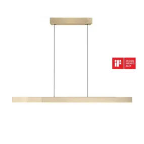 MOTRIS Matt Brass Remote Controlled Height & Length Adjustable LED Ceiling Light - ID 13279