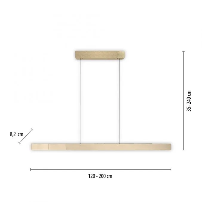 MOTRIS Matt Brass Remote Controlled Height & Length Adjustable LED Ceiling Light - ID 13279
