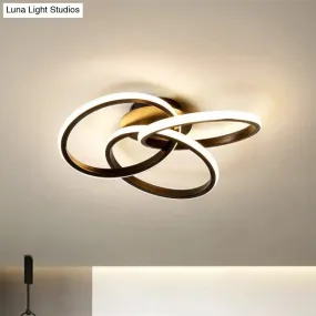 Nordic Style Metallic Black/Gold LED Ceiling Light - 16.5"/20.5" Diameter with Warm/White Light