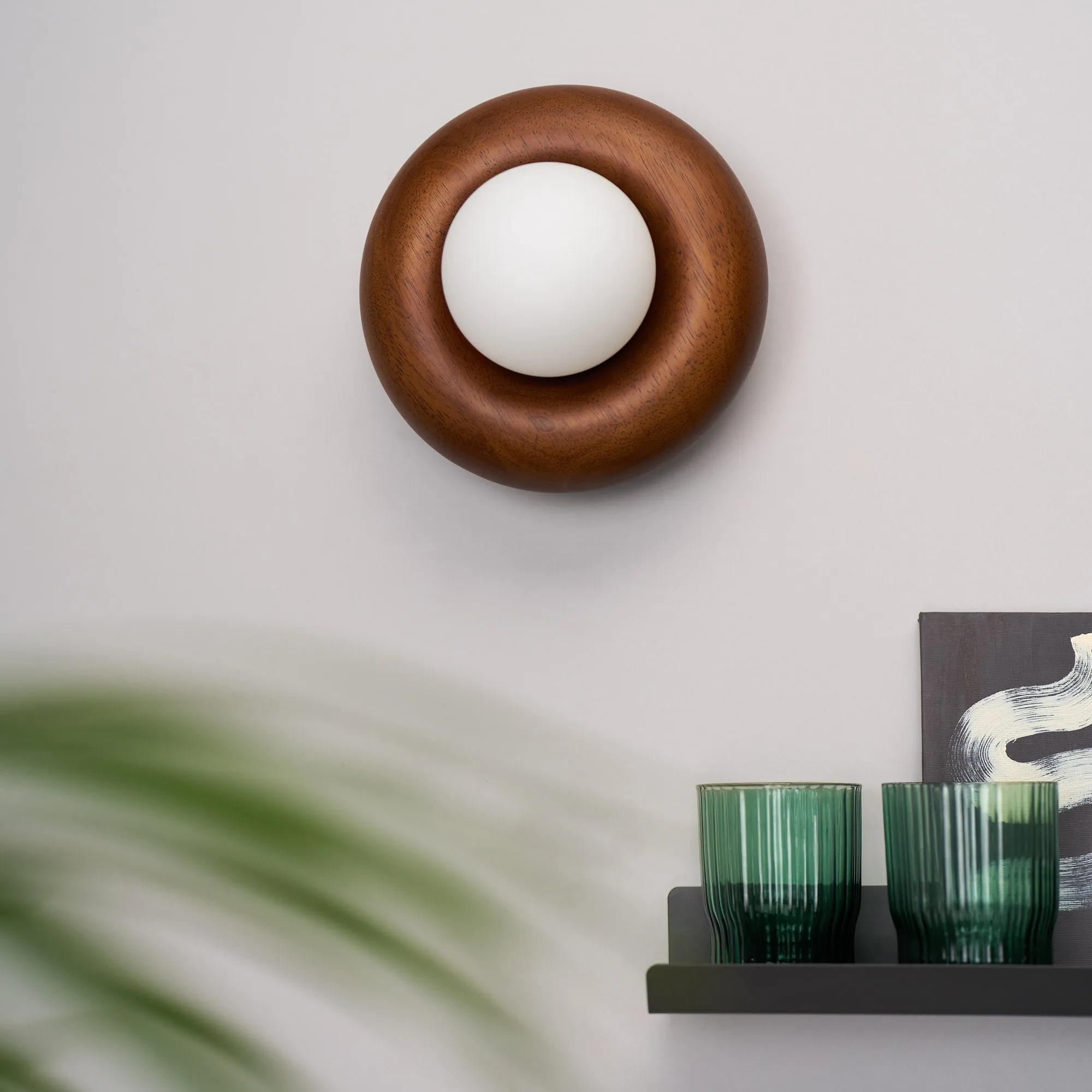 NOVI Wooden Wall Light - Dark Stain Oak