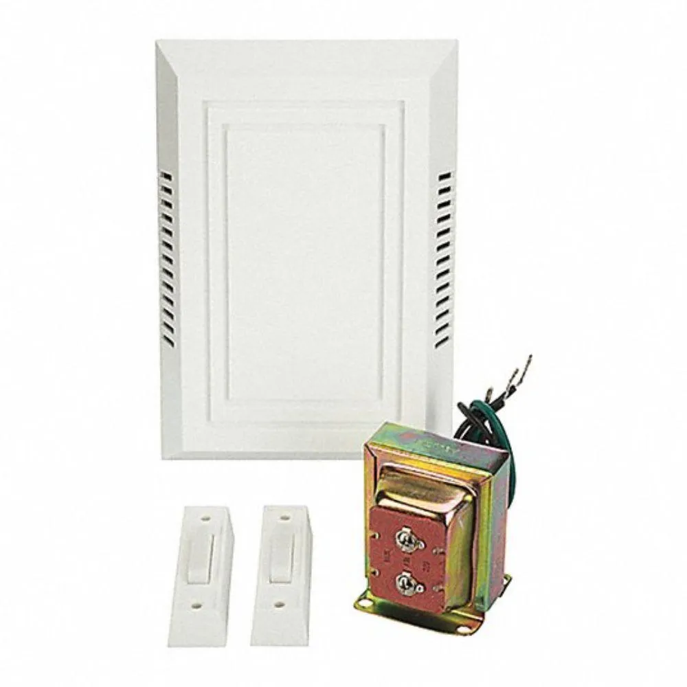 NSI TORK TAC212WL Chime Kit: 16VAC Chime, 2 Push-Buttons & 10VA Transformer, White