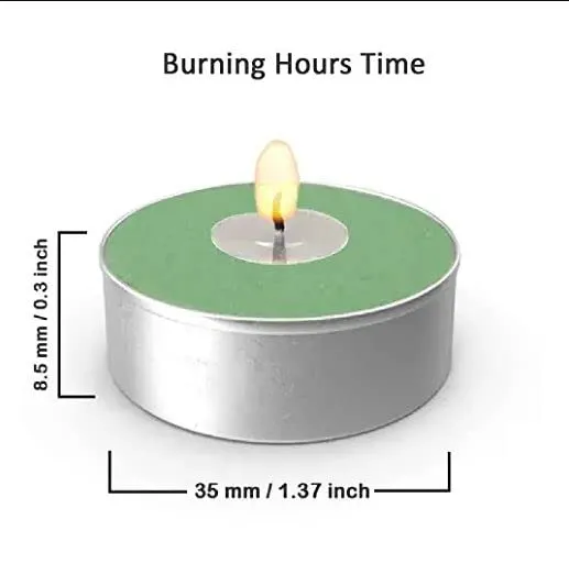 NUTRI MIRACLE Diya Tealight Scented Candles - 100 Tea Lights Green Colour Burns 4 Hour