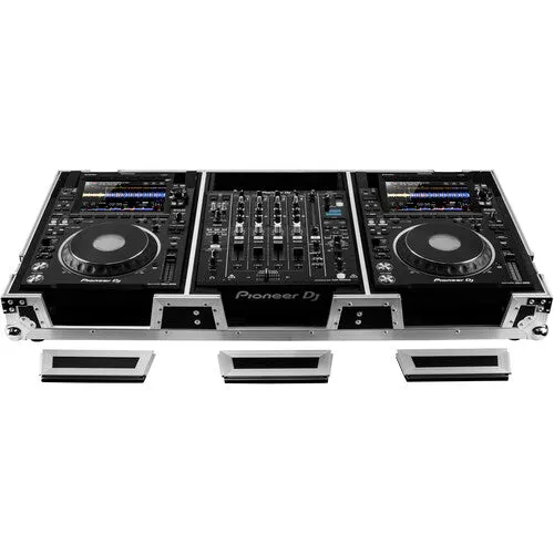 Odyssey FZ12CDJWXD2 - Extra-Deep Coffin Flight Case for 12" DJ Mixer & Two Large-Format Media Players - Black & Silver