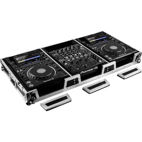 Odyssey FZ12CDJWXD2 - Extra-Deep Coffin Flight Case for 12" DJ Mixer & Two Large-Format Media Players - Black & Silver