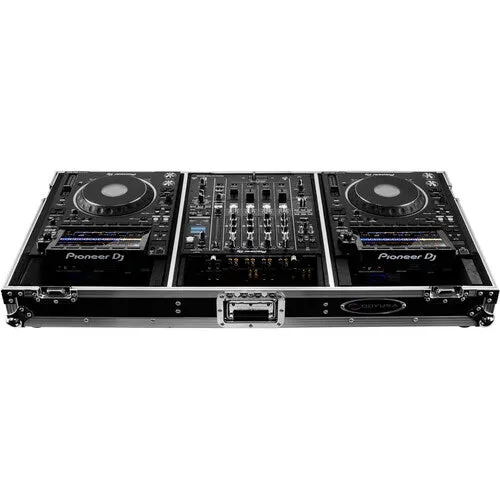 Odyssey FZ12CDJWXD2 - Extra-Deep Coffin Flight Case for 12" DJ Mixer & Two Large-Format Media Players - Black & Silver