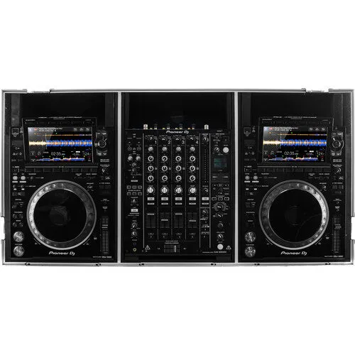 Odyssey FZ12CDJWXD2 - Extra-Deep Coffin Flight Case for 12" DJ Mixer & Two Large-Format Media Players - Black & Silver