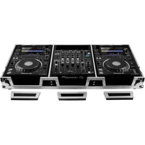 Odyssey FZ12CDJWXD2 - Extra-Deep Coffin Flight Case for 12" DJ Mixer & Two Large-Format Media Players - Black & Silver
