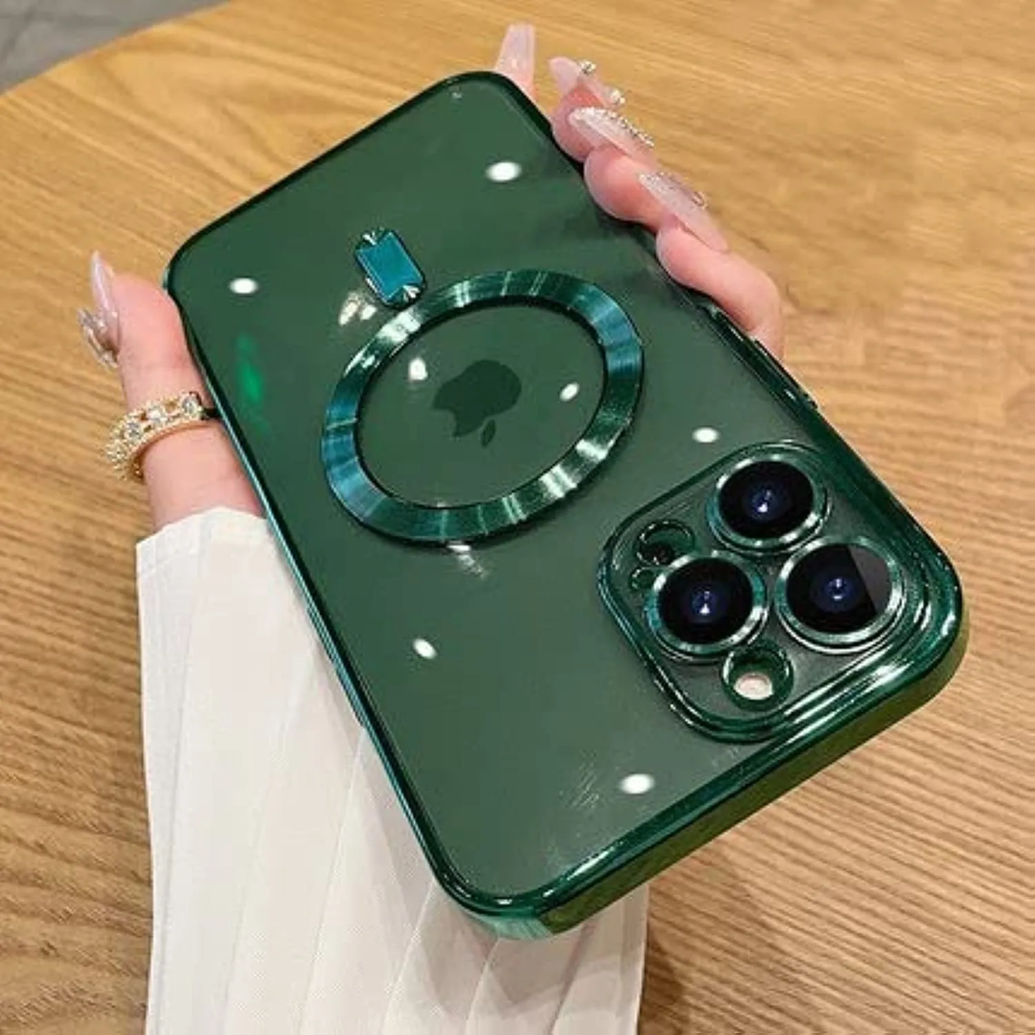 OOK Compatible iPhone 14 Pro Max Case with Camera Lens Protector (Compatible with MagSafe) Anti-Scratch Shockproof Protective Slim Electroplated iPhone 14 Pro Max Case for Women Men - Green