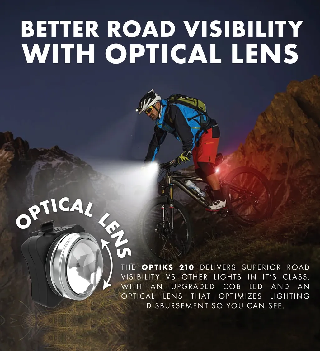 OPTIKS 210 FRONT & REAR COMPACT USB RECHARGEABLE BIKE LIGHT SET