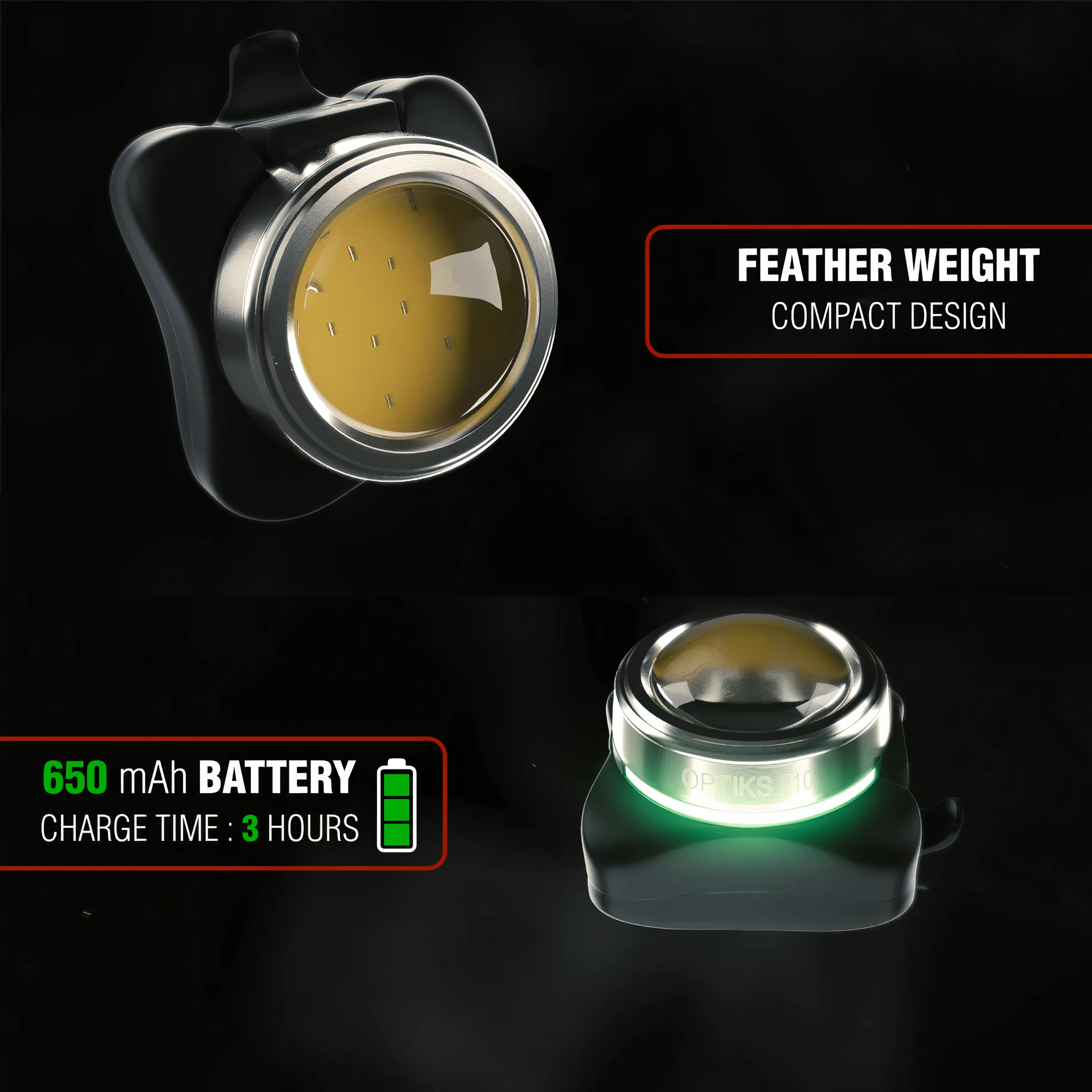 OPTIKS 210 FRONT & REAR COMPACT USB RECHARGEABLE BIKE LIGHT SET