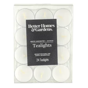 Pack Of 24 Unscented Tealights Candles White Ivory 4cm