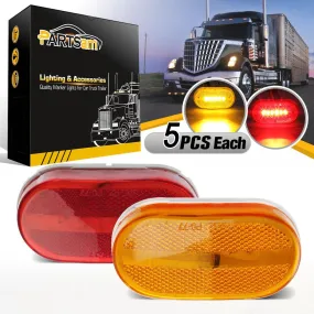 Partsam 10Pcs 4 Inch Trailer Rectangular Led Side Marker Clearance Lights Lamp 6 Diodes w/Reflex Lens, Sealed 2x4 Reflective Rectangle Led Marker Lights Surface Mount for Truck Lorry Van Camper 12V