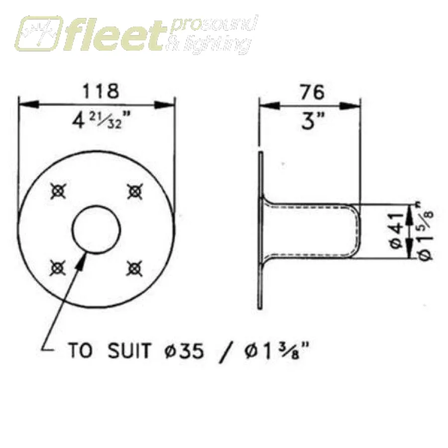 Penn-Elcom M1551 Steel Speaker Mounting Top Hat for 1-3/8" Tripod Stand