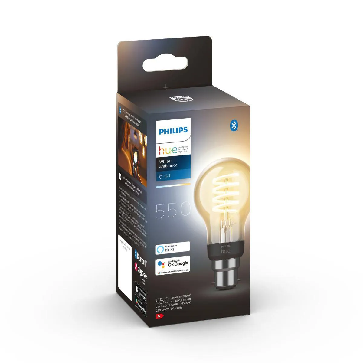 Philips Hue White Ambience Filament A60 B22 Bluetooth Bulb (2021)