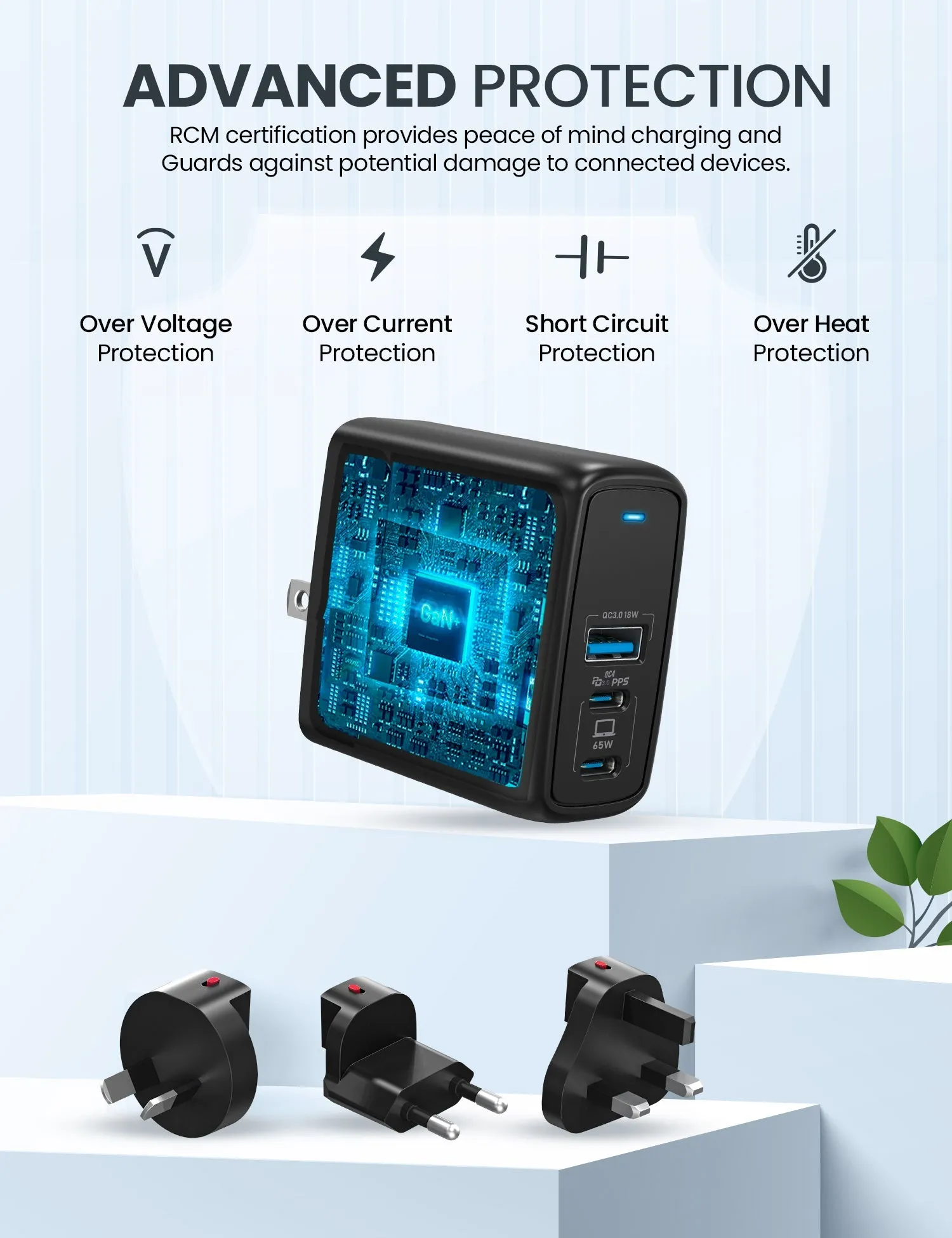 Powerpod 67W USB-C GaN Travel Charger