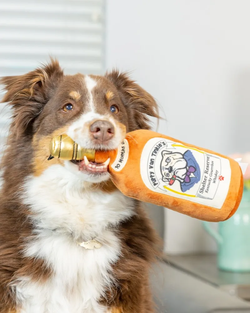 Puppy Van Tinkle's Whiskey Squeaky Plush Dog Toy
