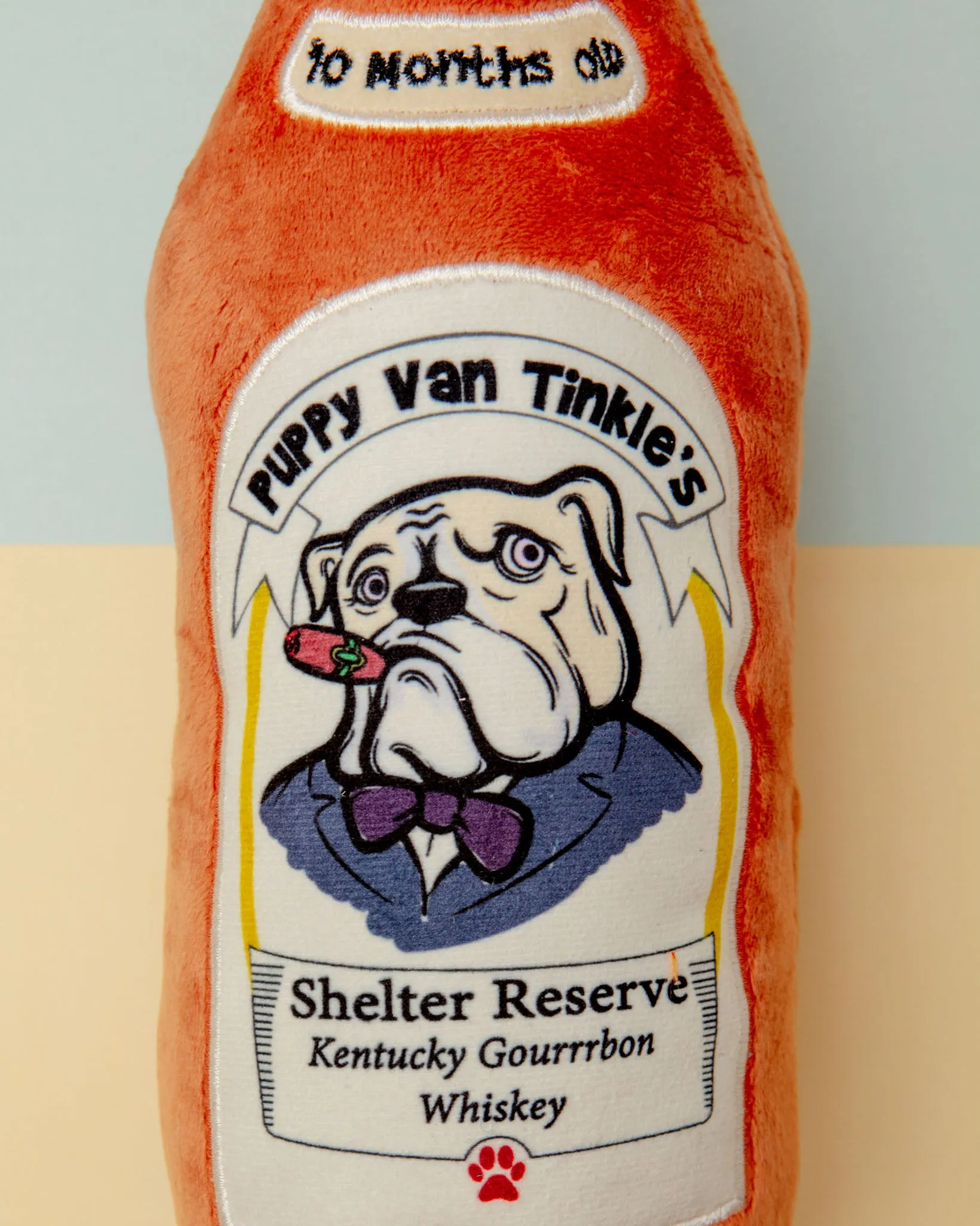 Puppy Van Tinkle's Whiskey Squeaky Plush Dog Toy