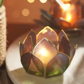 Pure Home   Living Green & Blue Ombre 12 Petals Capiz Tealight Holder