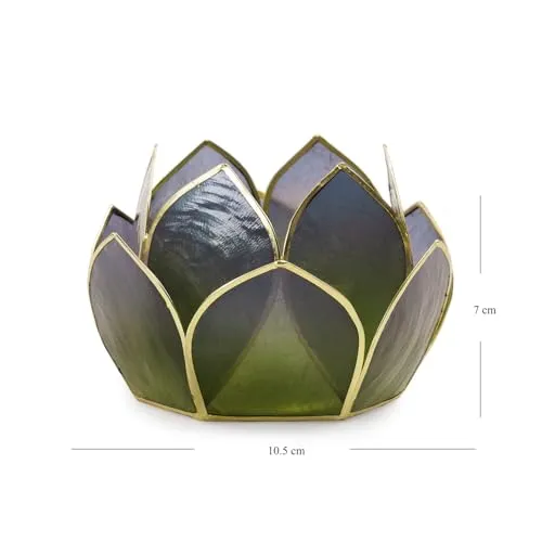 Pure Home   Living Green & Blue Ombre 12 Petals Capiz Tealight Holder