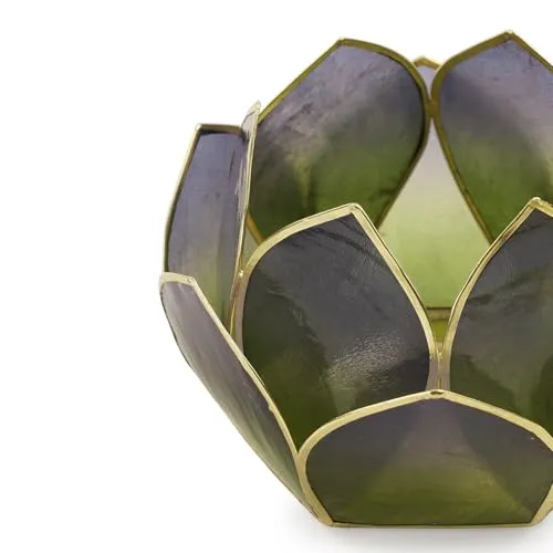 Pure Home   Living Green & Blue Ombre 12 Petals Capiz Tealight Holder